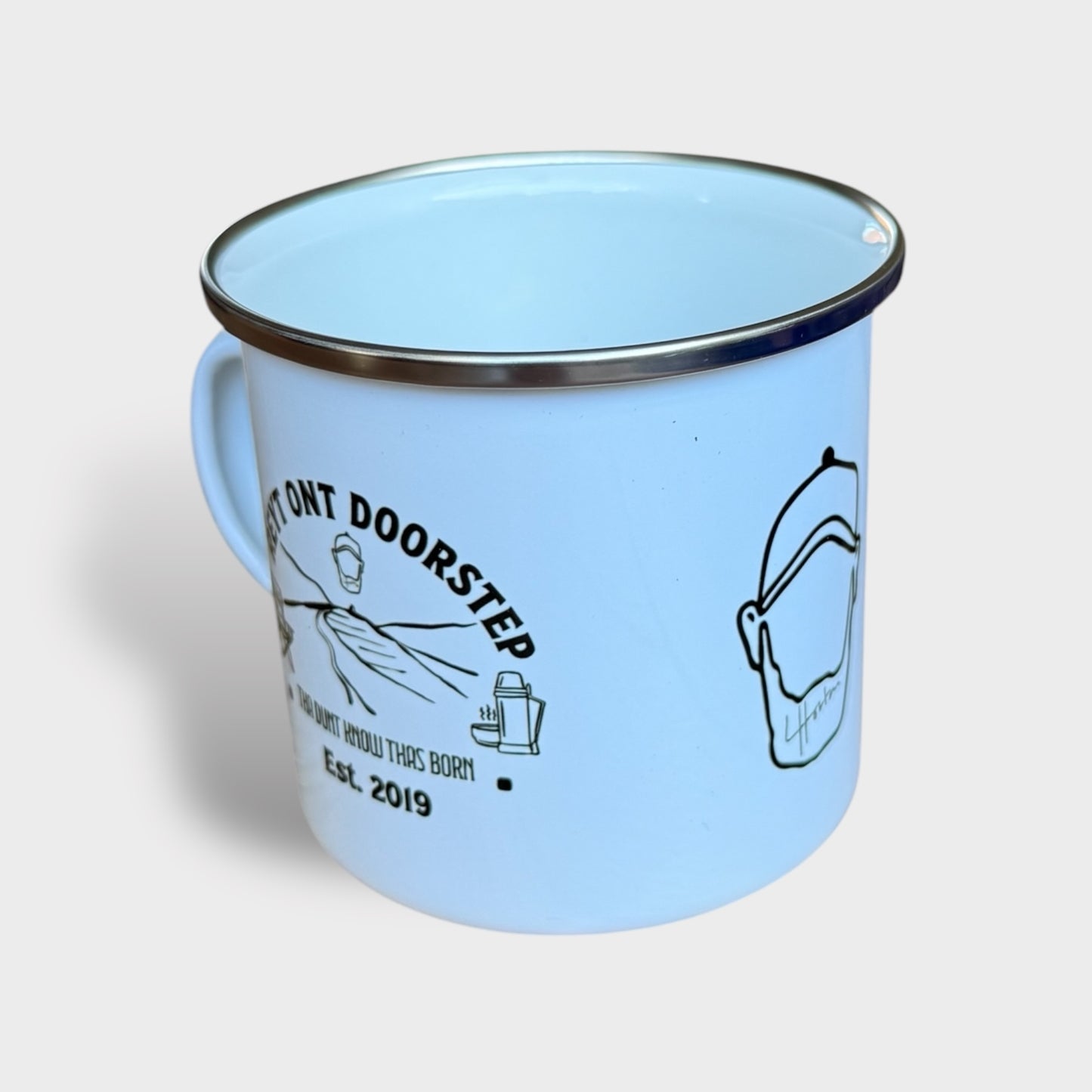 Reyt Ont Doorstep Enamel Mug - Yorkshire Slang Mug- Luke Horton