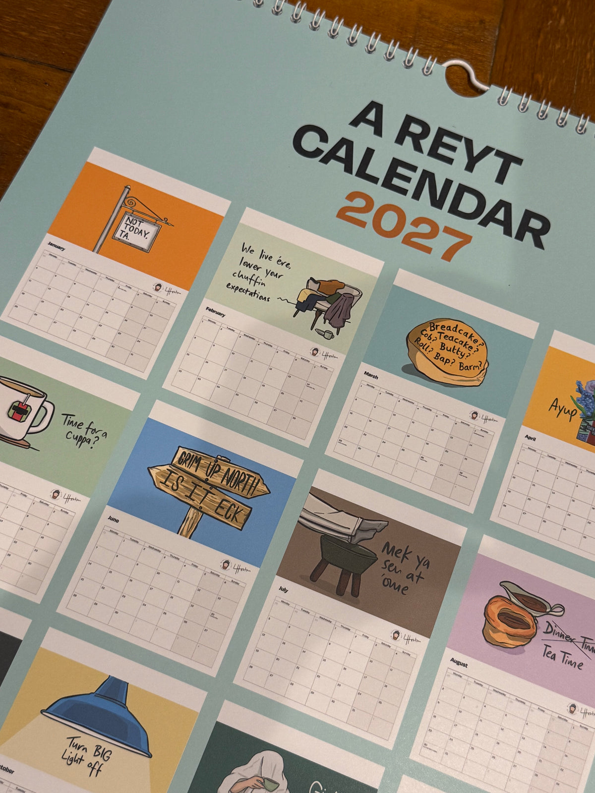 A Reyt Calendar 2027 - Yorkshire Slang Art Calendar - LukeHorton Art
