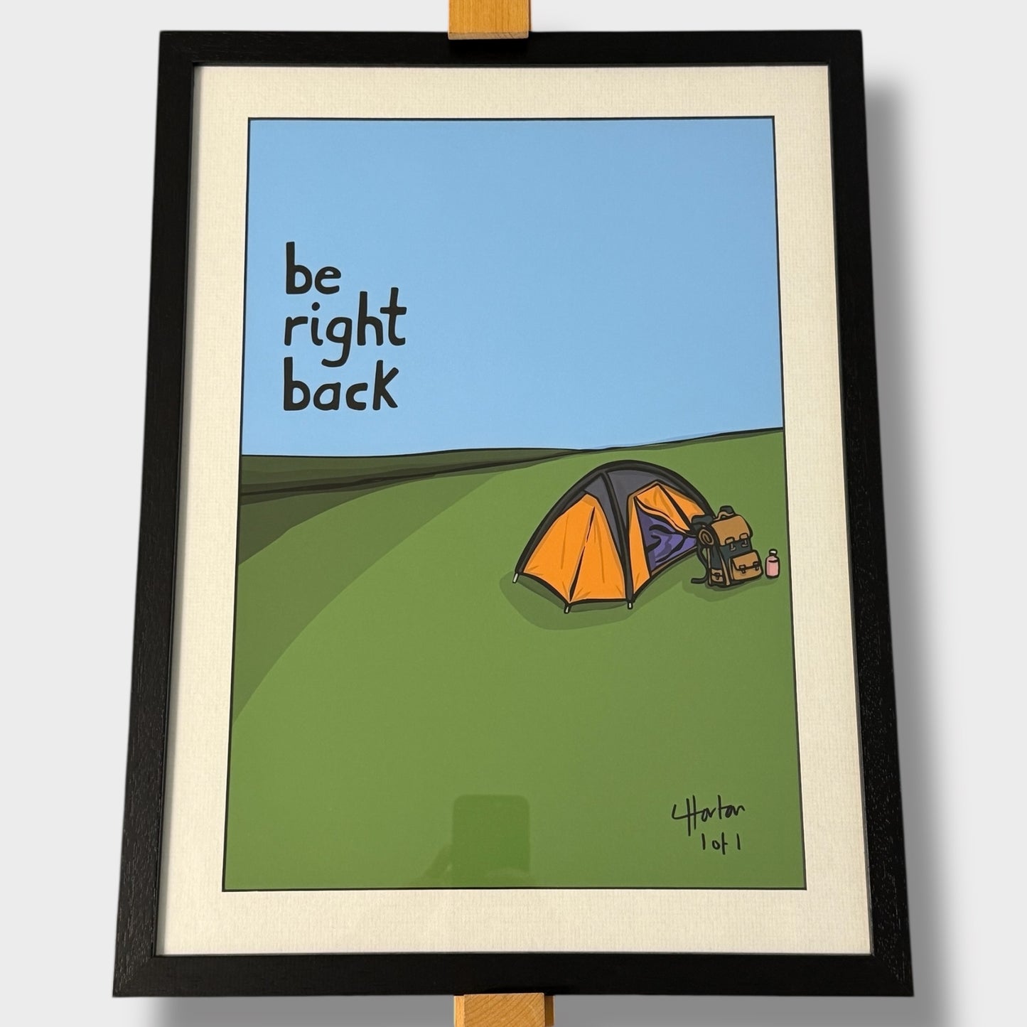 1 of 1 Signed & Framed - Be Right Back, Camping - LukeHorton Art