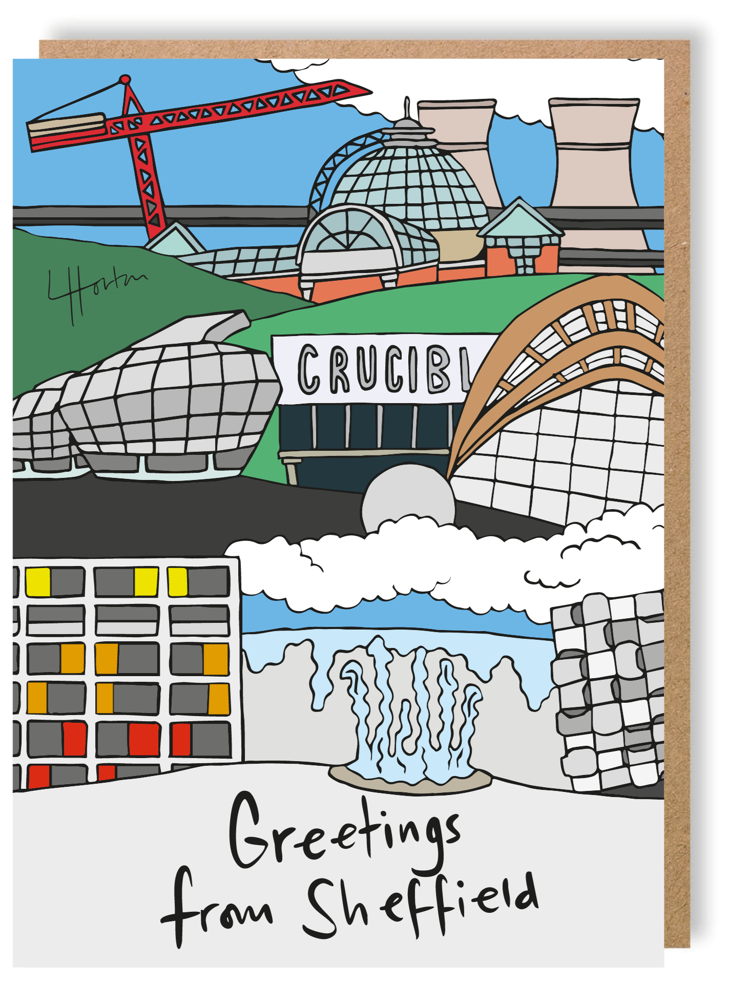 Greetings From Sheffield - Greetings Card - LukeHorton Art