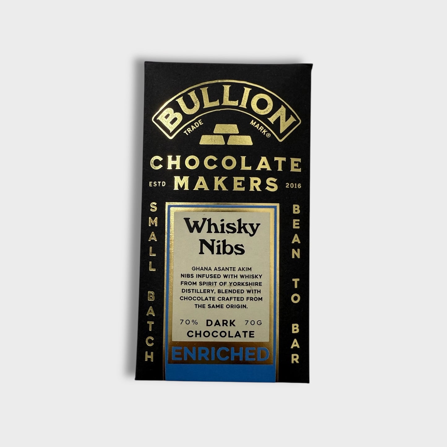 Bullion Chocolate Whisky Nibs - Enriched Bar