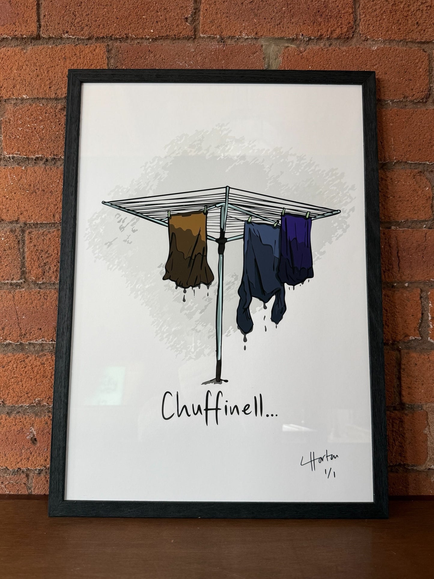 1 of 1 Signed & Framed - Chuffinell, It's Raining - LukeHorton Art