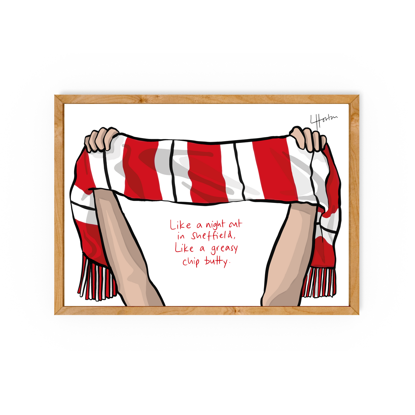 Scarf (Greasy Chip Butty) - Sheffield United Art Print - Luke Horton