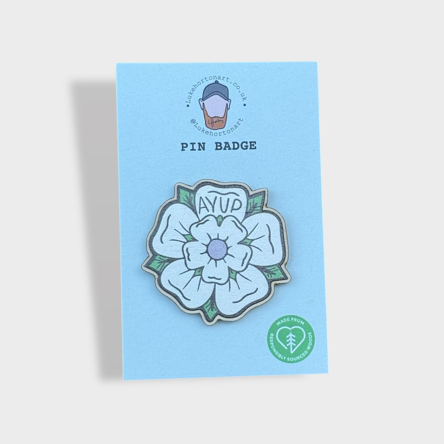 Yorkshire Rose - ECO Pin Badge - LukeHorton Art