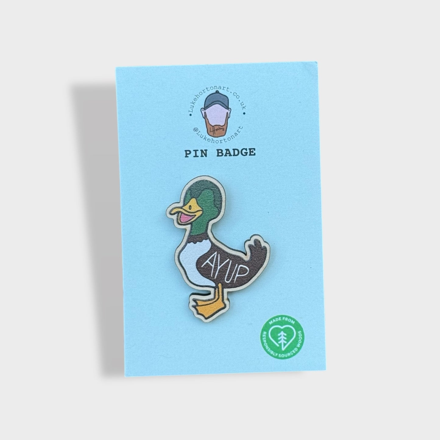 Ayup Duck - ECO Pin Badge - LukeHorton Art