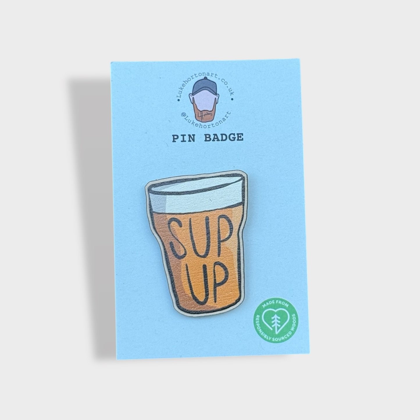 Sup Up - ECO Pin Badge - LukeHorton Art