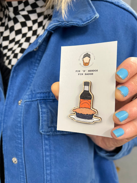 Pie n Hendos - ECO Pin Badge - LukeHorton Art