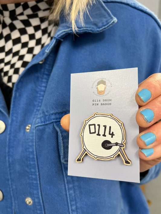 0114 Drum - ECO Pin Badge - LukeHorton Art