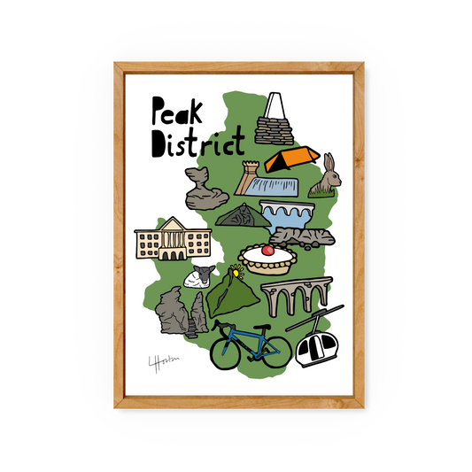 Peak District / Derbyshire Map - Art Print - Luke Horton