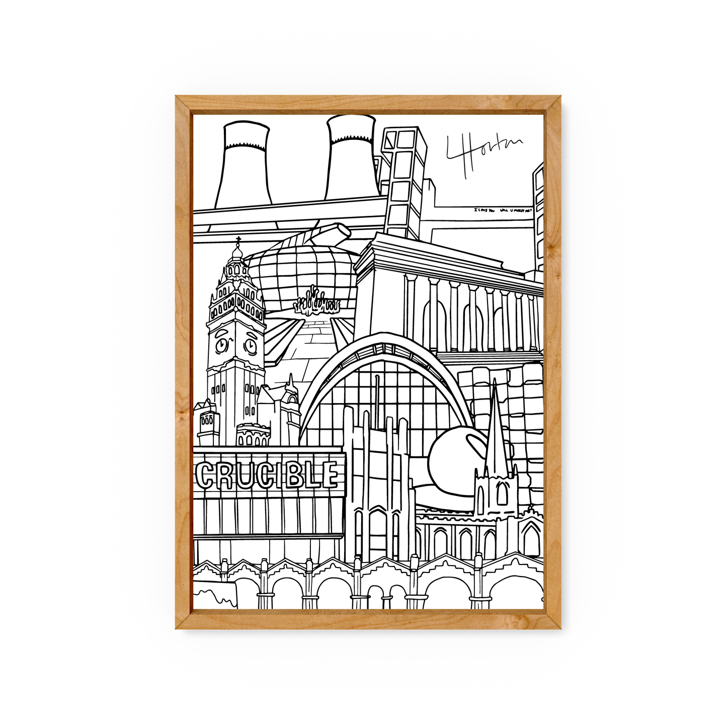 Everything Sheffield (Line) V.2 - Sheffield Art Print - Luke Horton