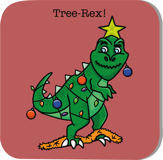 Tree-Rex Christmas Coaster - Animal - Luke Horton
