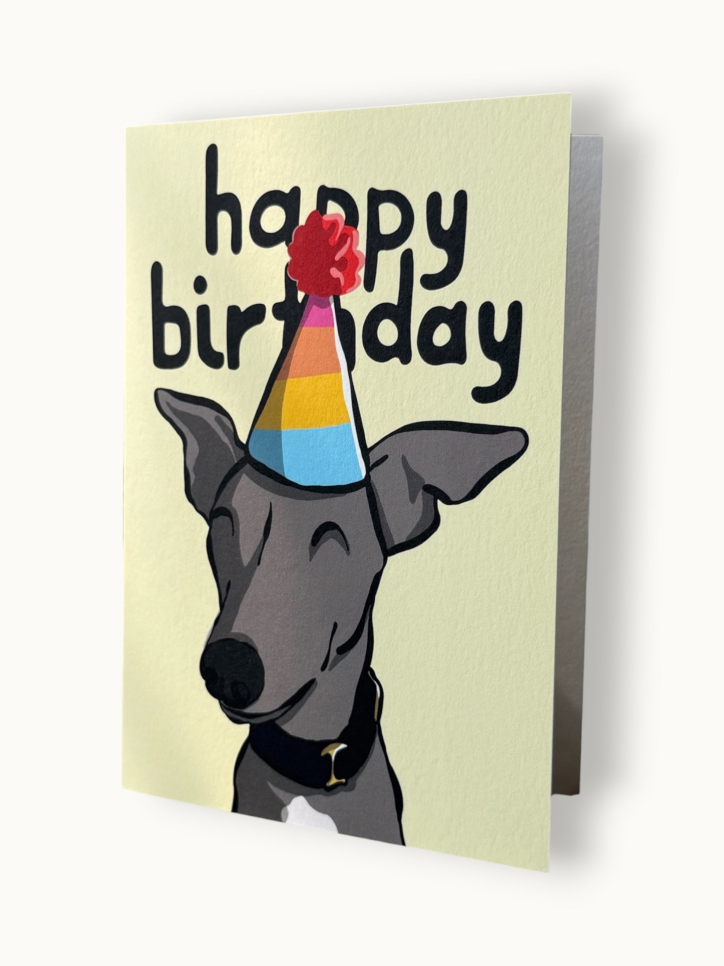 Happy Birthday Whippet - Greetings Card - LukeHorton Art