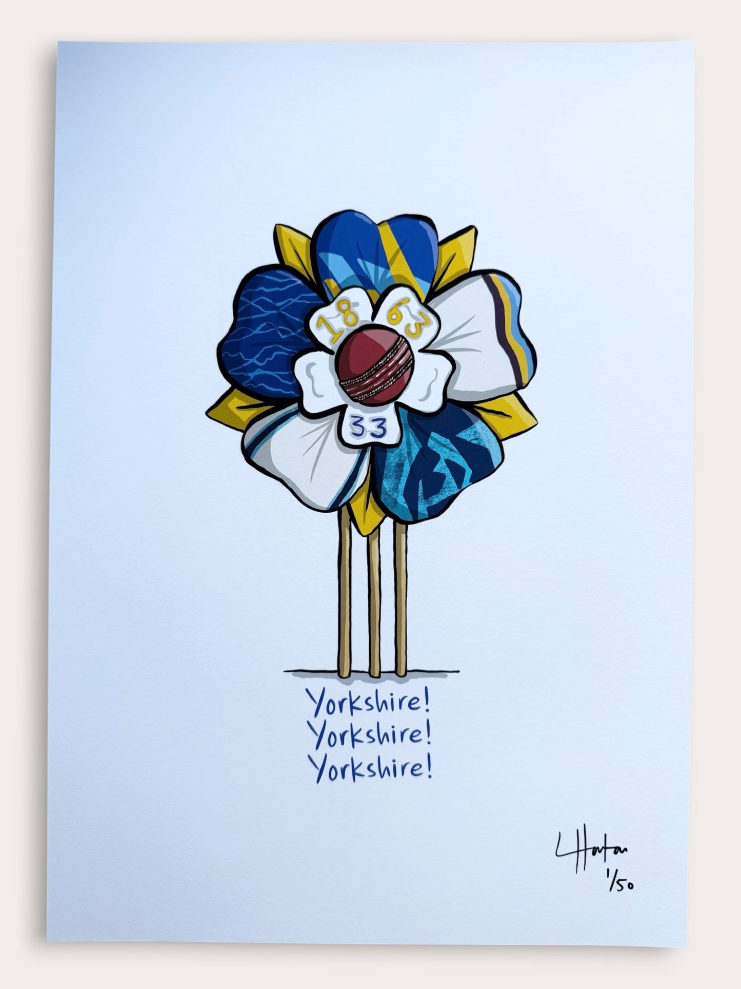 White Rose Cricket - Signed Limited Edition Giclee Print (50) - LukeHorton Art