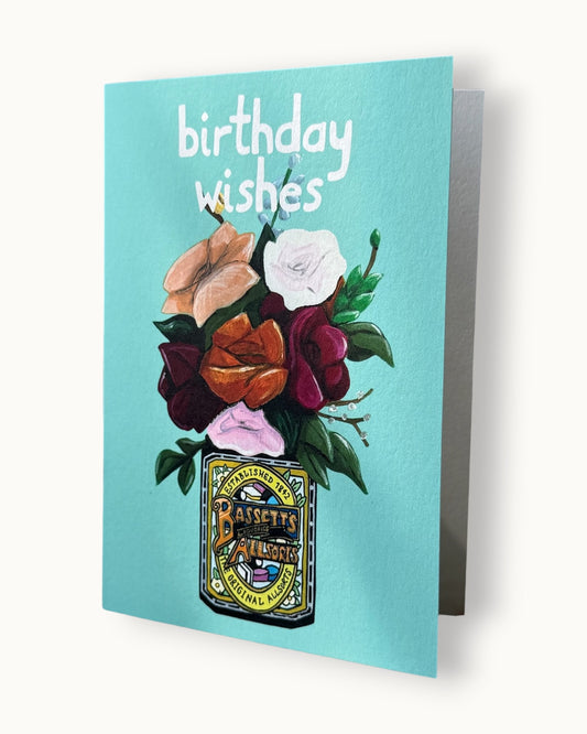 Bassett's Vase Birthday Wishes - Greetings Card - LukeHorton Art