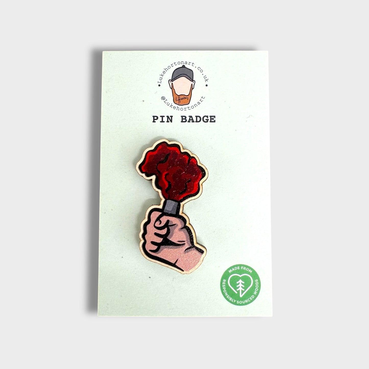 Red Smoke - ECO Pin Badge - LukeHorton Art