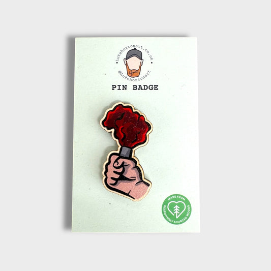 Red Smoke - ECO Pin Badge - LukeHorton Art