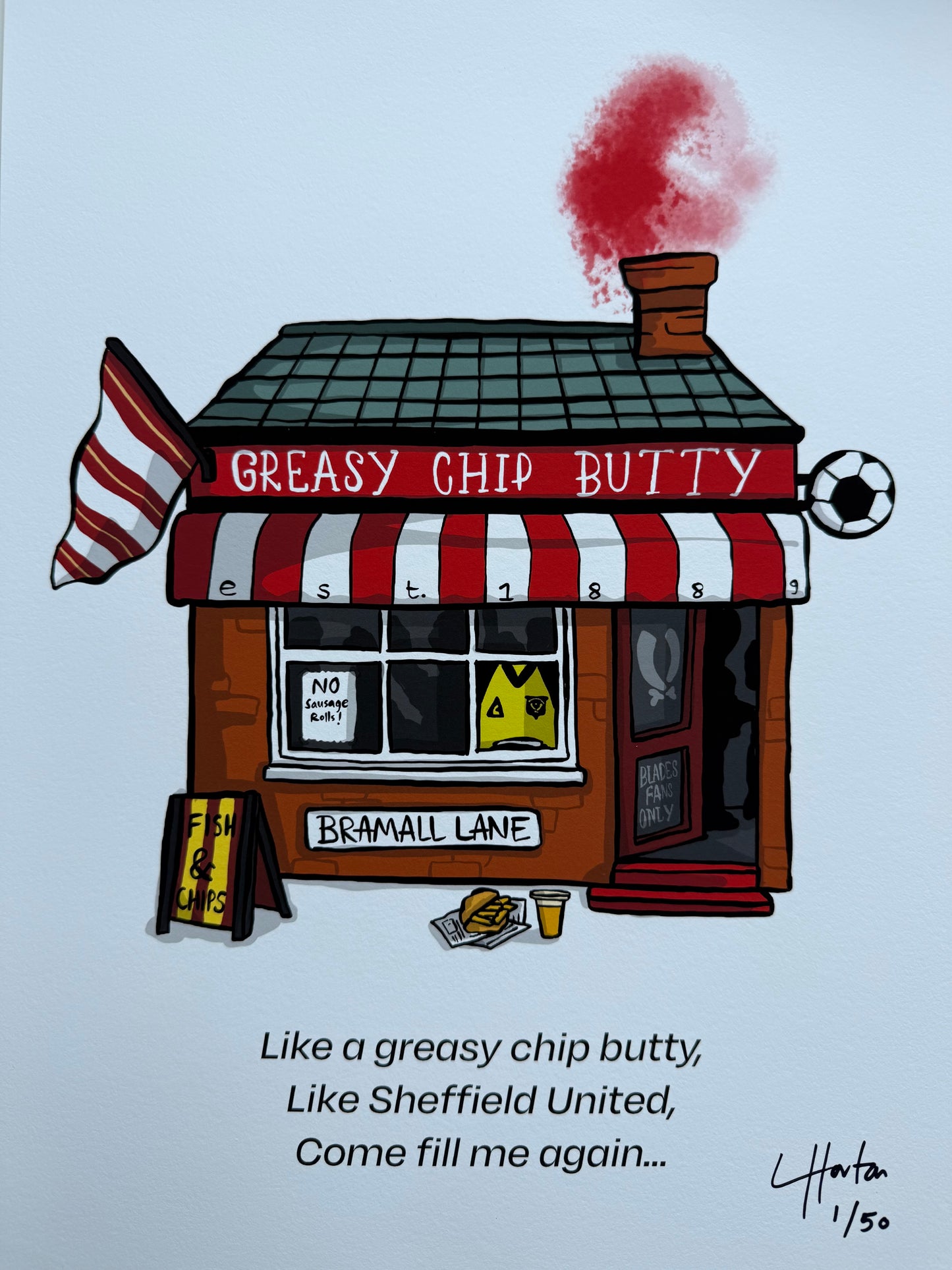 Like A Greasy Chip Butty - Signed Limited Edition Giclee Print (50) - LukeHorton Art
