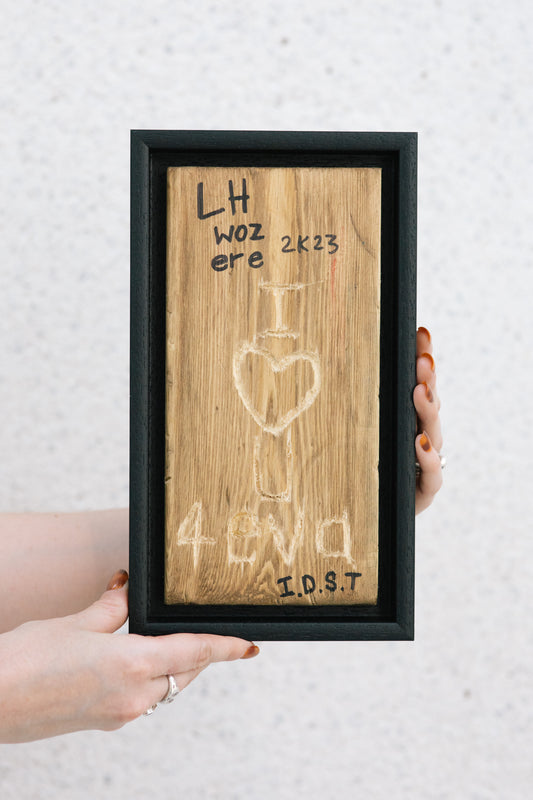 I LV U 4EVA - Carving on Red Wood Pine - LukeHorton Art