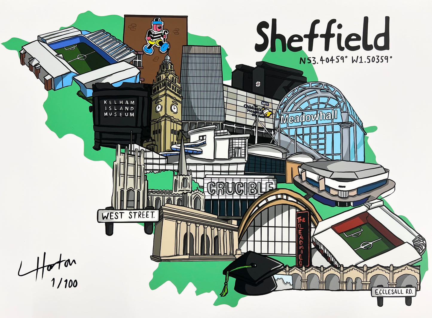 D’ya need a map? - Signed Limited Edition Print (100) - Sheffield - Luke Horton