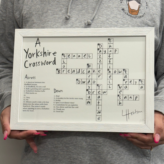 Yorkshire Crossword - A4 FRAMED PRINT- Luke Horton - COLLECTION ONLY