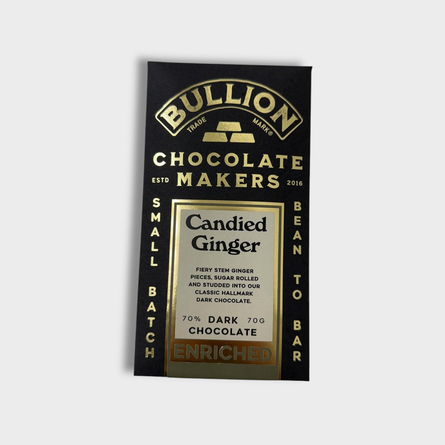 Bullion Chocolate Candied Ginger - Dark Enriched Bar