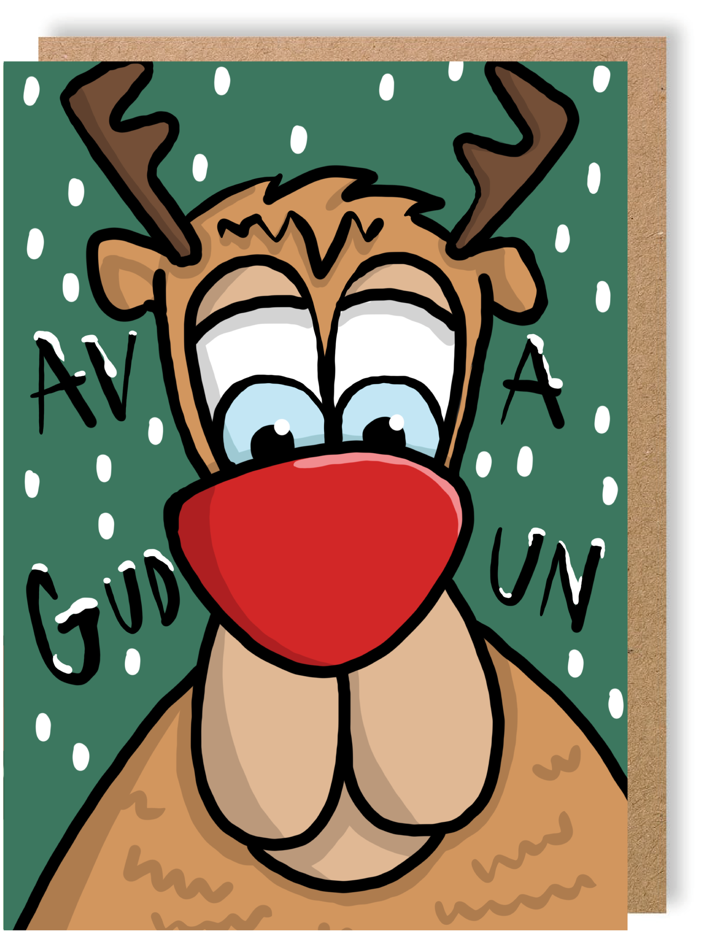 Rudolph, Av A Gud Un - Christmas Card - LukeHorton Art