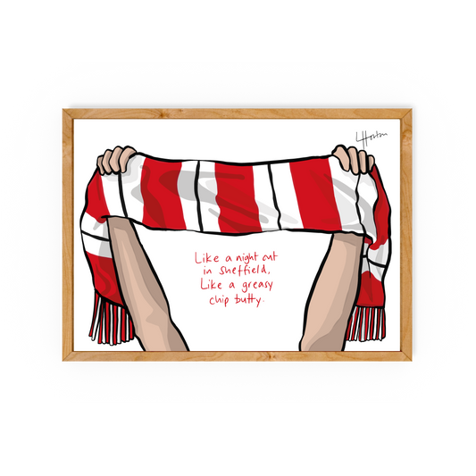 Scarf (Greasy Chip Butty) - Sheffield United Art Print - Luke Horton
