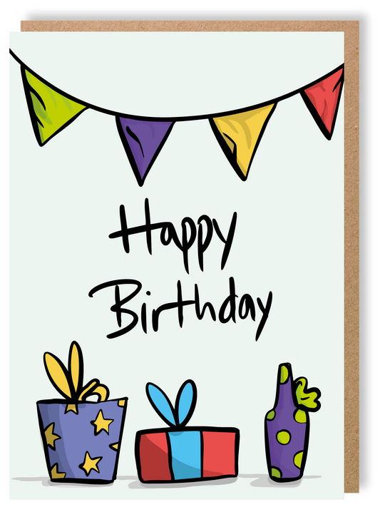 St Luke's - Happy Birthday (Bunting) - Greetings Card - LukeHorton Art