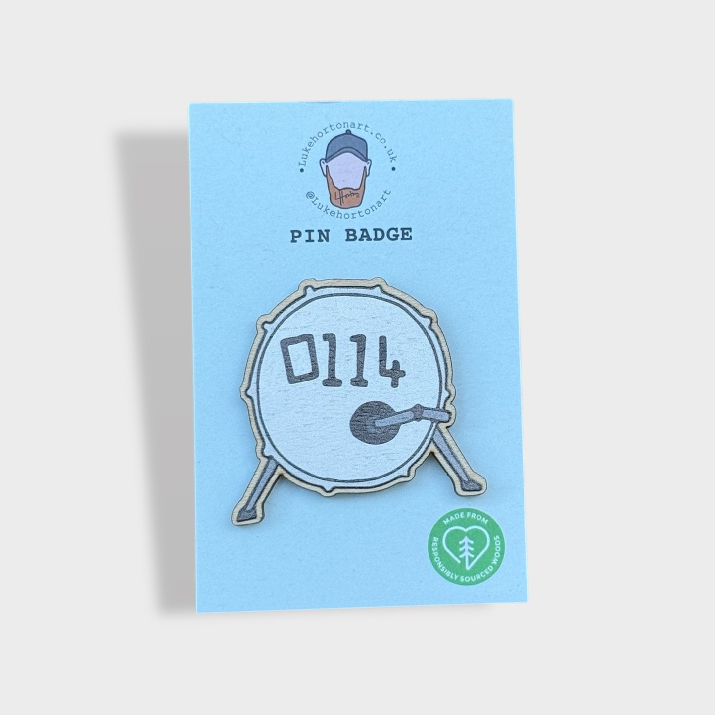 0114 Drum - ECO Pin Badge - LukeHorton Art