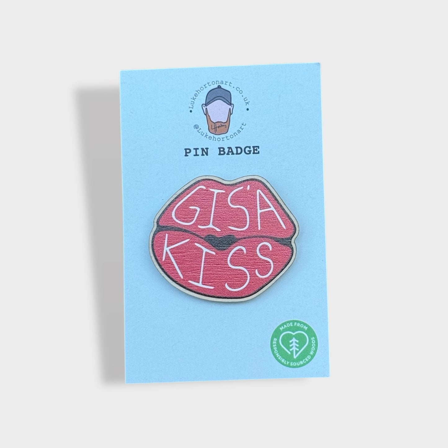 Gis'a Kiss - ECO Pin Badge - LukeHorton Art