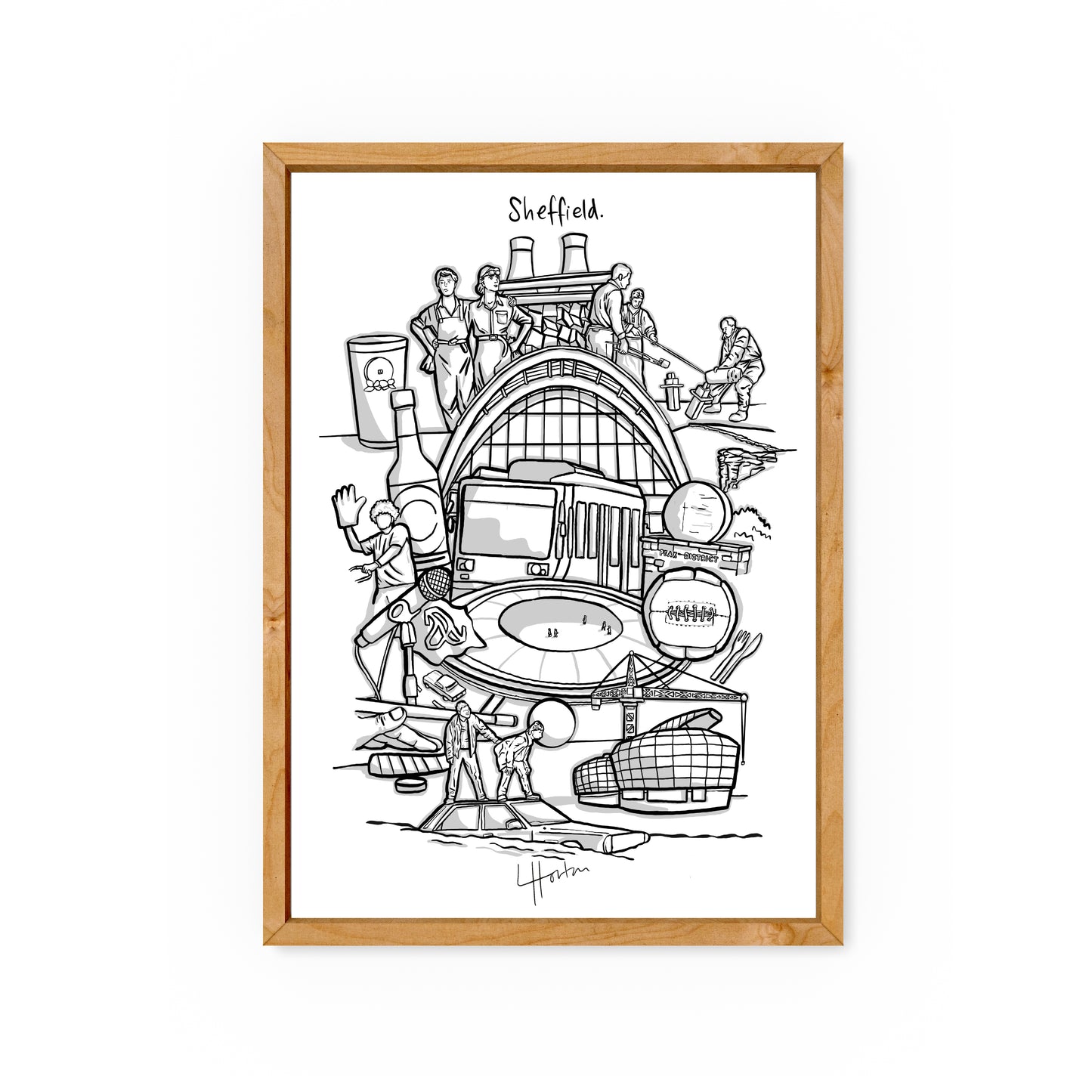 Sheffield (Grey Scale)  - Sheffield City Art Print - Luke Horton