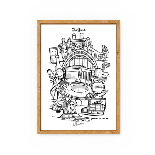 Sheffield (Grey Scale)  - Sheffield City Art Print - Luke Horton