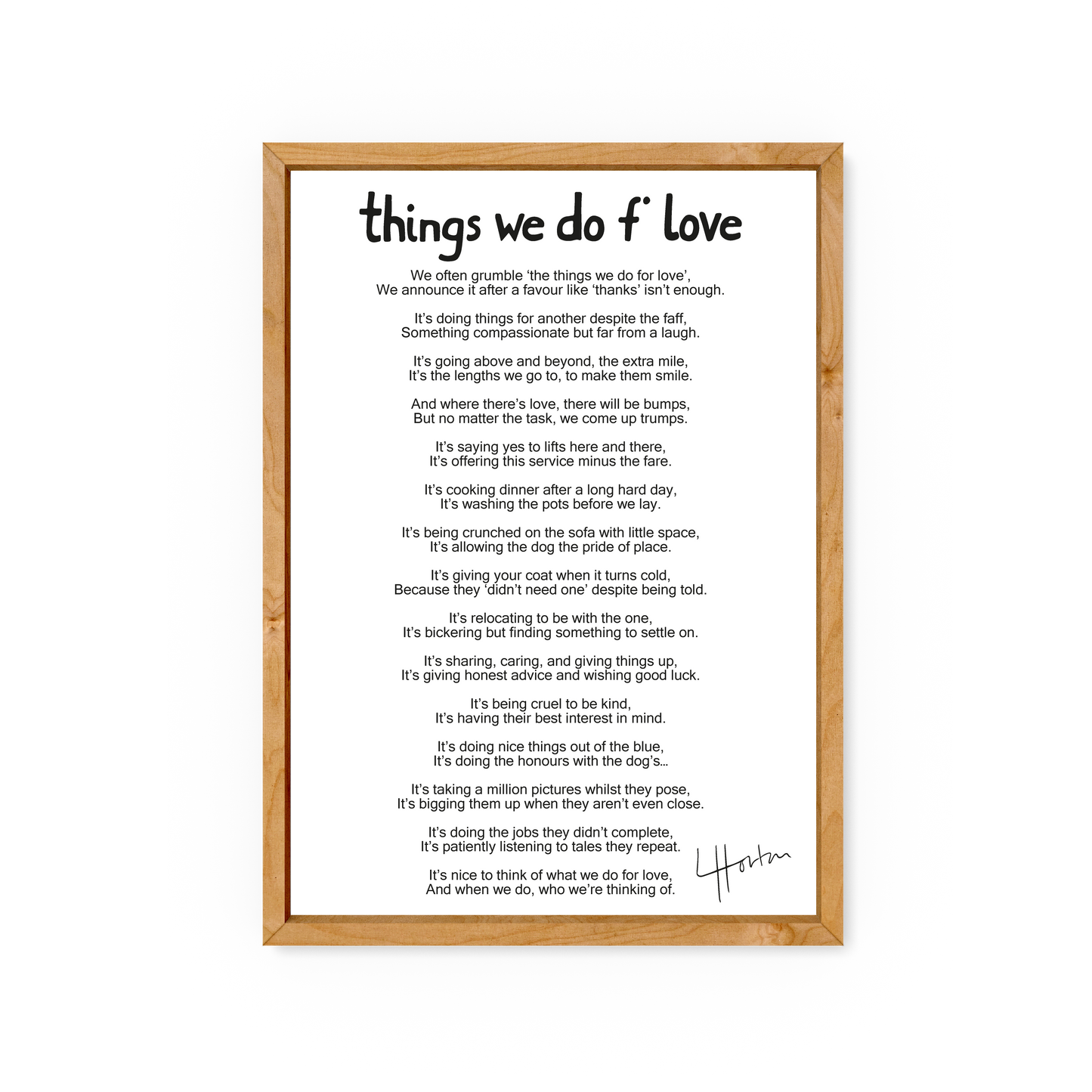 Things We Do For Love Poem - Yorkshire Slang Print - Luke Horton