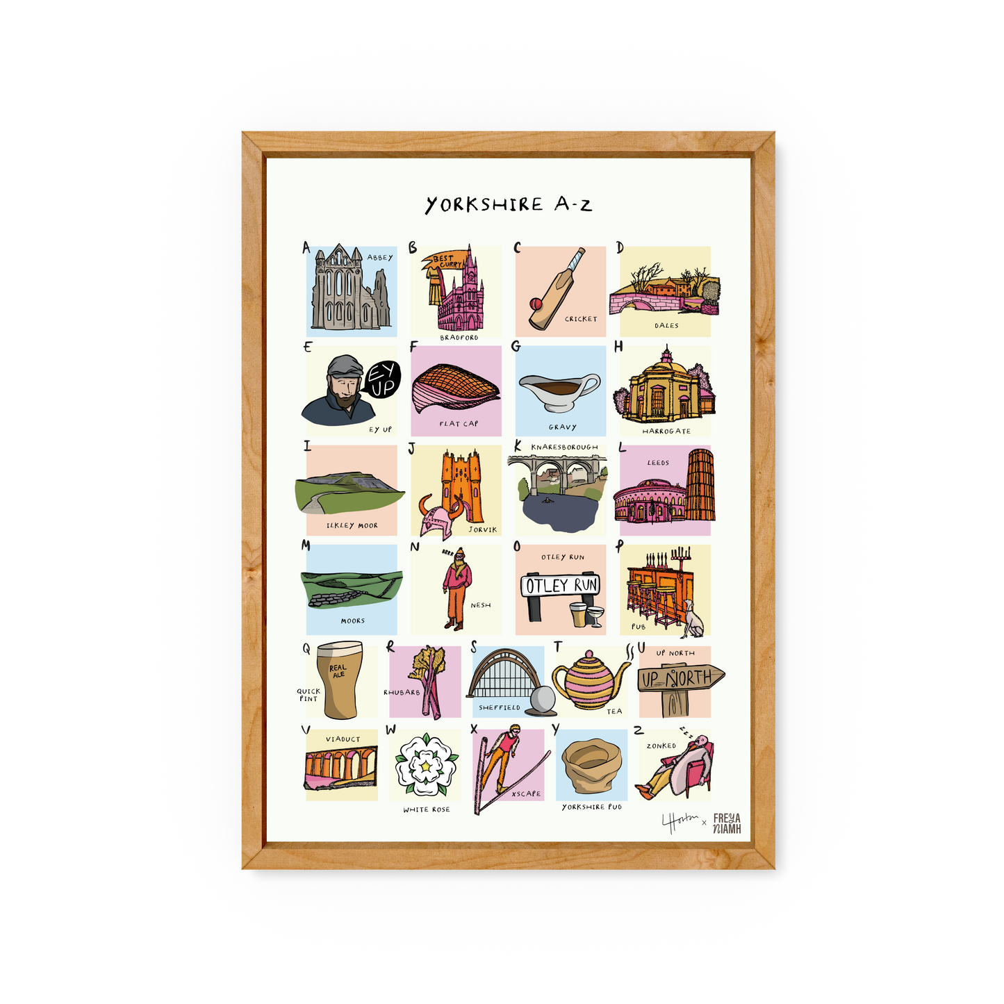 Yorkshire A-Z + FREE Tote - Art Print & Tote Bag - Luke Horton x Freya Niamh