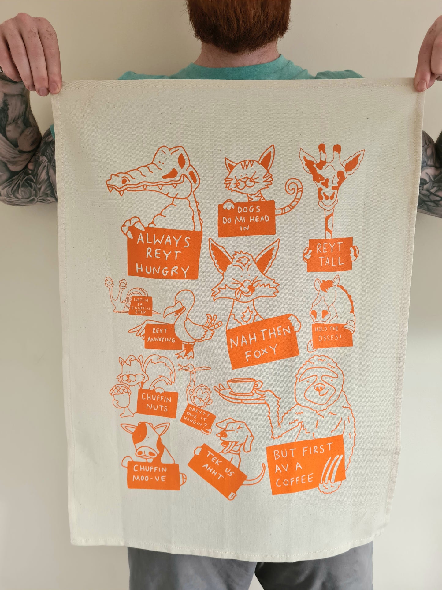 Yorkshire Animals Tea Towel - Yorkshire Slang Art - Luke Horton