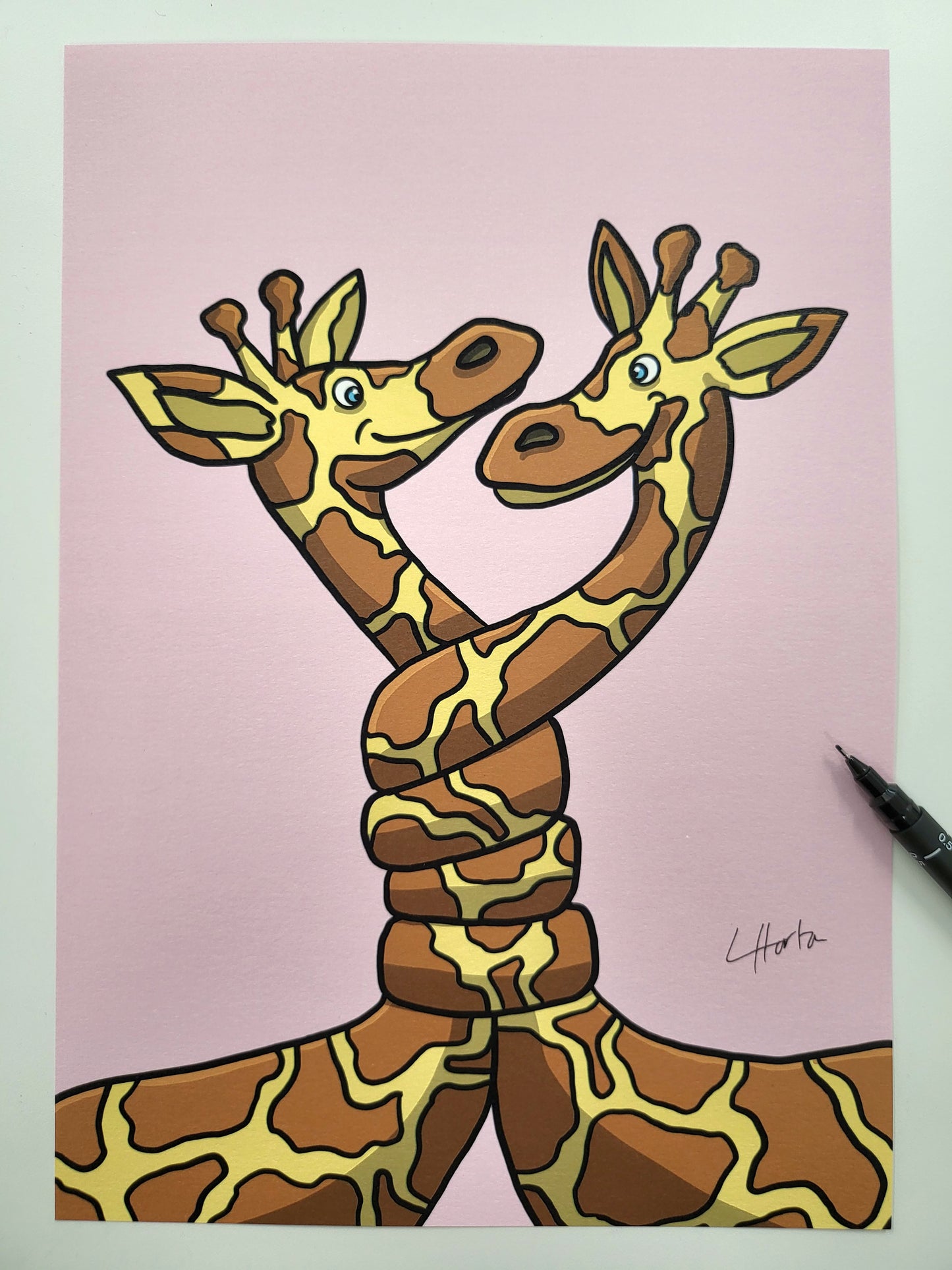 SIGNED LIMITED EDITION - Giraffes - Animal Art Print - Luke Horton ...