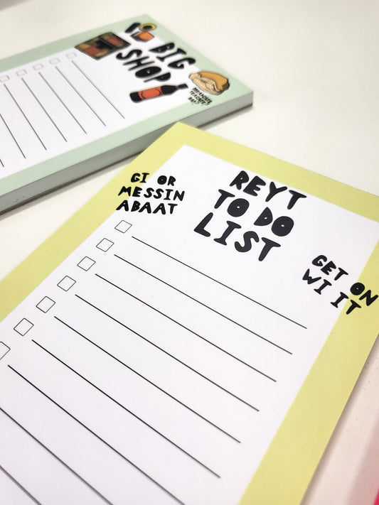 Reyt To Do List Notepad - Yorkshire Slang - Luke Horton