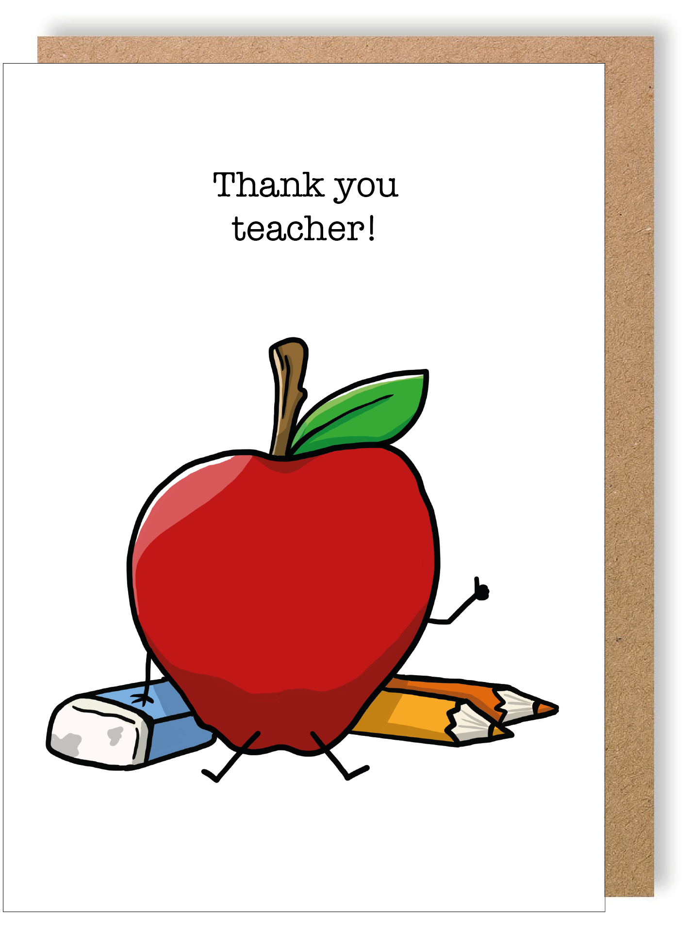 Thank You Teacher  - Apple - Greetings Card - LukeHorton Art