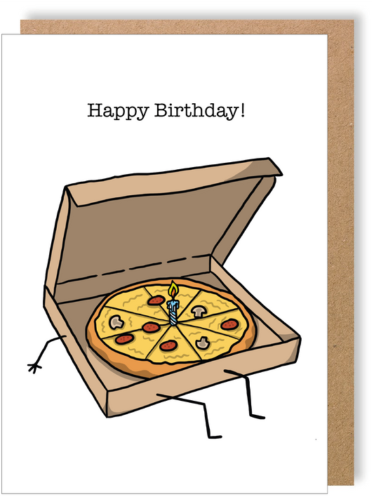 Birthday Pizza - Pizza - Greetings Card - LukeHorton Art