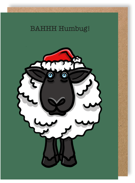 Christmas Bash Humbug Sheep - Greetings Card - LukeHorton Art