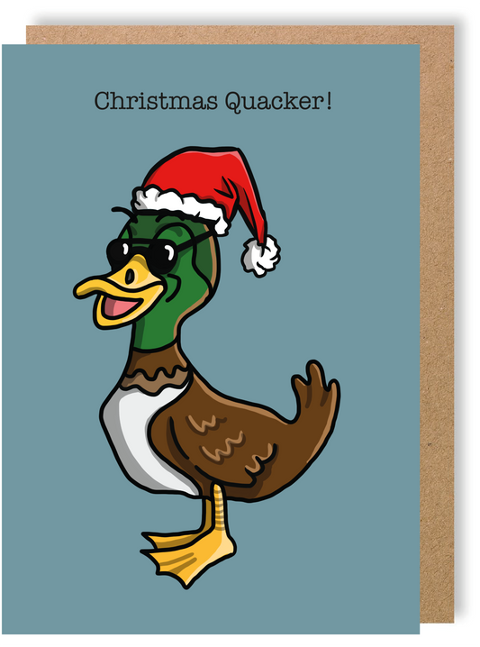 Christmas Quacker Duck - Greetings Card - LukeHorton Art