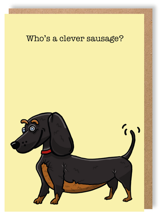 Who's a clever sausage - Dog - Greetings Card - LukeHorton Art