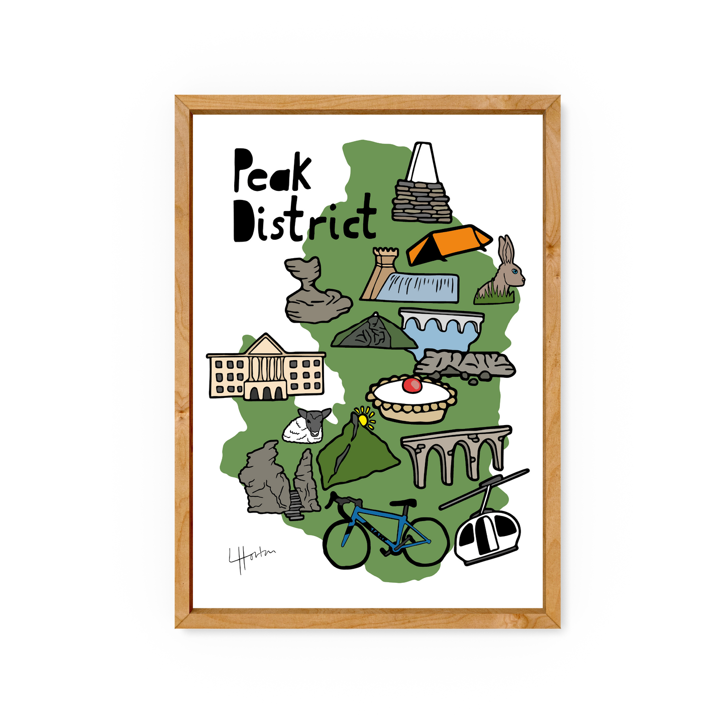 Peak District / Derbyshire Map - Art Print - Luke Horton