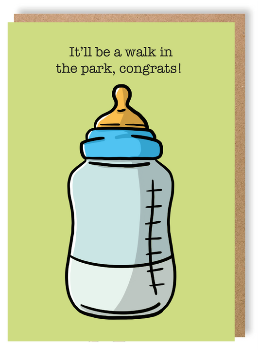 Walk In The Park - Baby Bottle - Greetings Card - LukeHorton Art