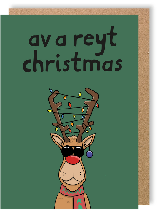 Av A Reyt Christmas - Rudolph - Greetings Card - LukeHorton Art