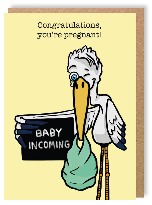 You're Pregnant - Stork - Greetings Card - LukeHorton Art