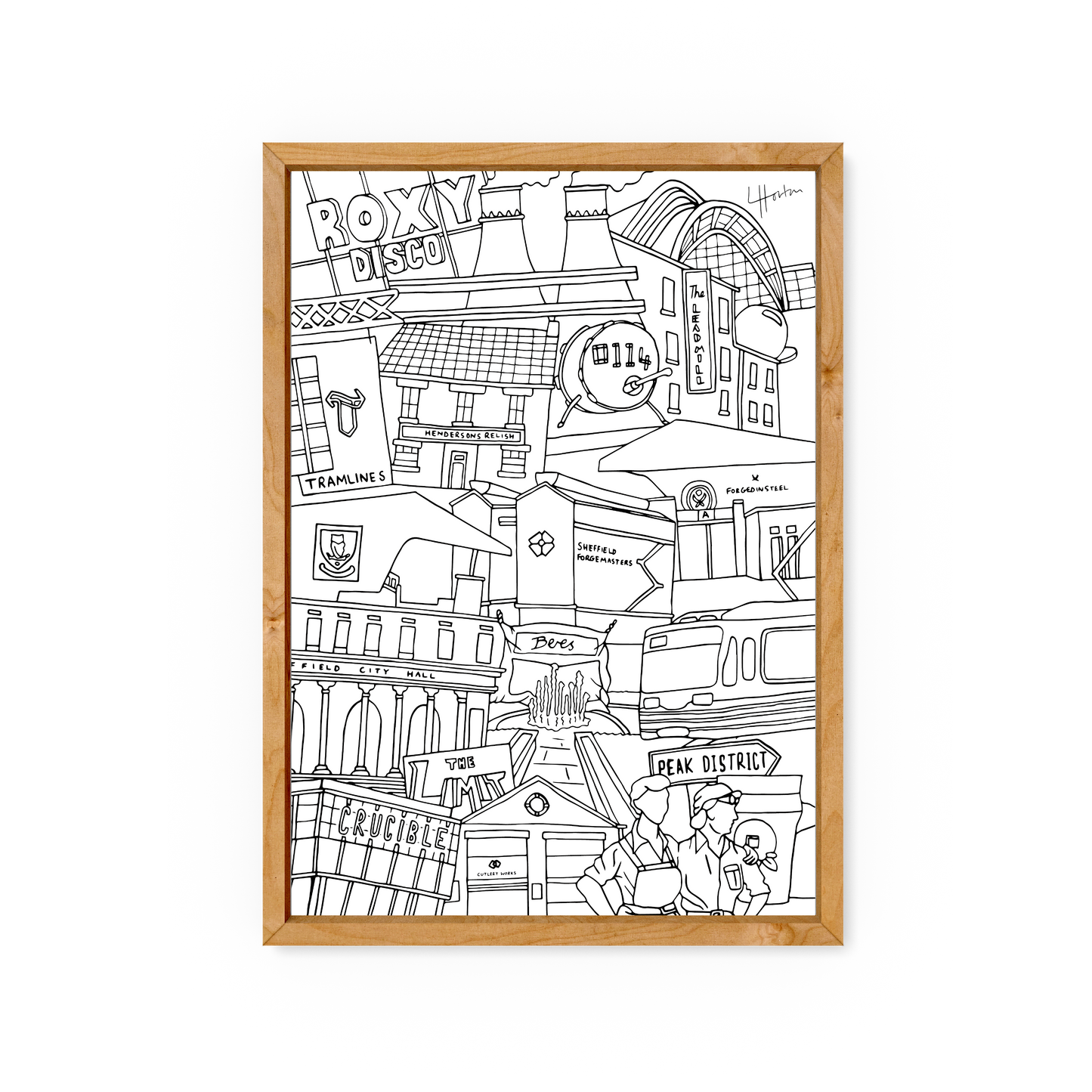 Everything Sheffield (Line) - Sheffield Art Print - Luke Horton