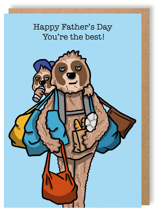 Happy Father's Day - Sloth - Greetings Card - LukeHorton Art