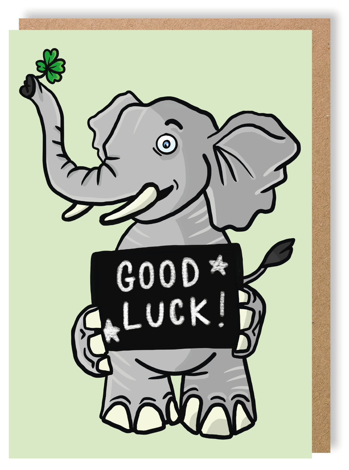 Good Luck - Elephant - Greetings Card - LukeHorton Art