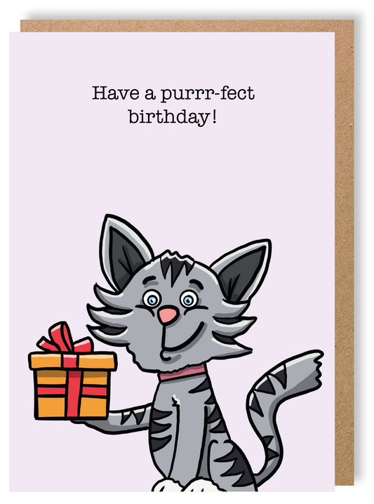 Purrr-fect Birthday! - Cat - Greetings Card - LukeHorton Art